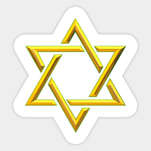 3-D Look Golden Star of David Sticker by Artist4God